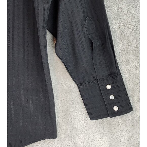 Ely Cattleman Shirt Mens Large Black Western Vintage Pearl Snap Long Sleeve - Picture 8 of 9